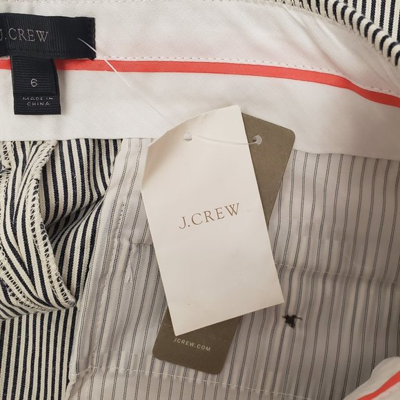 J.Crew Patio Pants Black & White Skinny Stripes Wide Leg Crop Sz 6 NWT - Picture 8 of 13